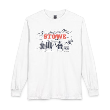 Stowe, Vermont Après-ski Long Sleeve Shirt - Mountain Retro Skiing - 0