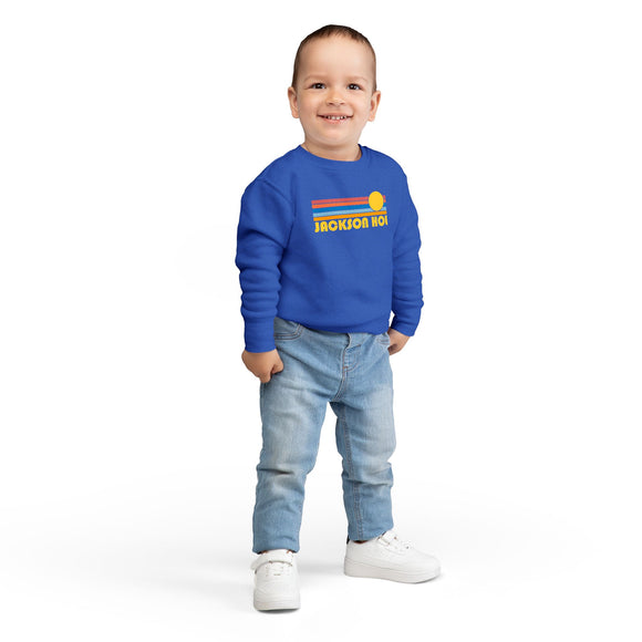 Jackson Hole, Wyoming Toddler Sweatshirt - Retro Sun Jackson Hole Toddler Crewneck Sweatshirt