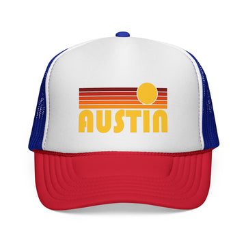 Austin, Texas Retro Sun Trucker Hat - Vintage Style Austin Cap