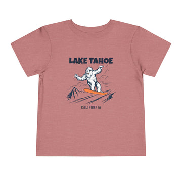 Buy heather-mauve Lake Tahoe, California Yeti Snowboard Toddler Tee