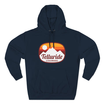 Buy navy Premium Telluride, Colorado Hoodie - Retro Unisex Telluride Sweatshirt - Sunset Oval