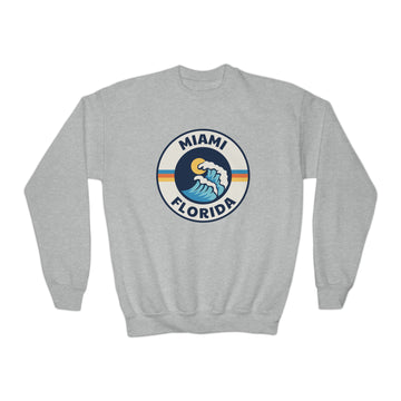 Buy sport-grey Miami, Florida Youth Sweatshirt - Unisex Kid's Miami Crewneck Sweatshirt