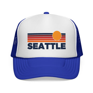 Buy royal Seattle, Washington Retro Sun Trucker Hat - Vintage Style Seattle Cap
