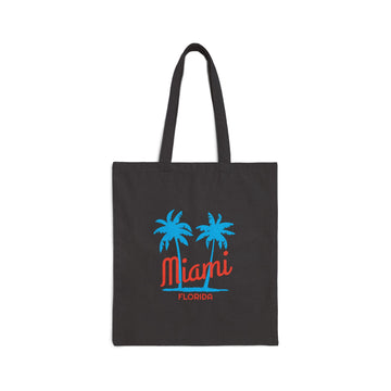 Miami, Florida, Cotton Canvas Miami Tote Bag - Palm Script - 0