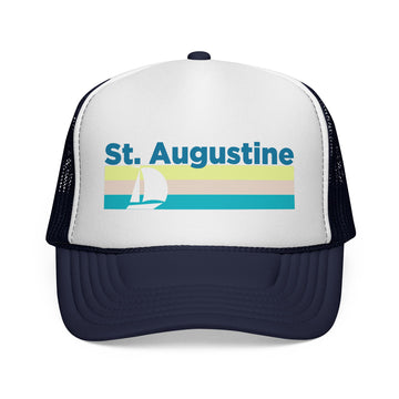 St Augustine, Florida Retro Sailboat Trucker Hat - 0
