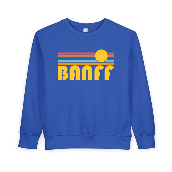Banff, Canada Toddler Sweatshirt - Retro Sun Banff Toddler Crewneck Sweatshirt
