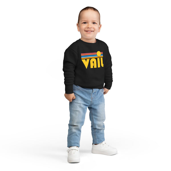 Vail, Colorado Toddler Sweatshirt - Retro Sun Vail Toddler Crewneck Sweatshirt