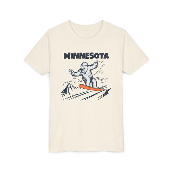Minnesota Yeti Snowboard Youth Tee - Kids Skiing Shirt