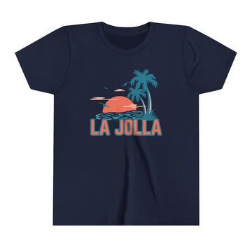 Buy navy La Jolla, California Youth Shirt - Retro Palm Tree La Jolla Kid's T-Shirt