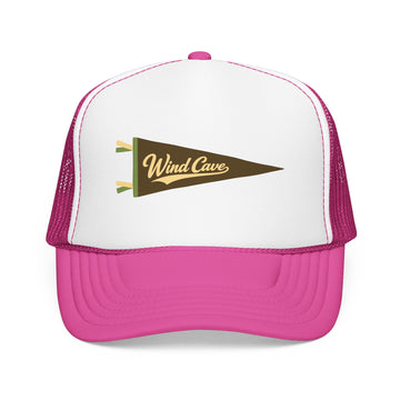 Buy hot-pink-white-hot-pink Wind Cave National Park Pennant Trucker Hat — Vintage Foam Mesh Cap