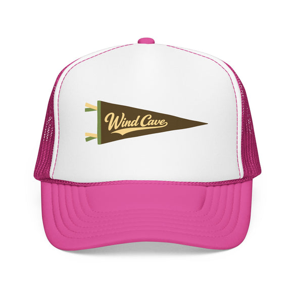 Wind Cave National Park Pennant Trucker Hat — Vintage Foam Mesh Cap