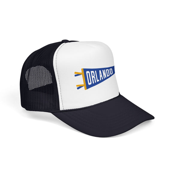 Orlando, Florida Pennant Trucker Hat — Retro Flag Foam Cap