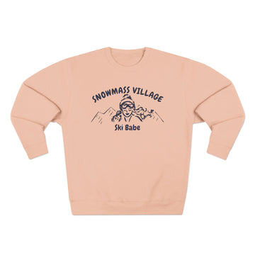 Buy pale-pink Premium Snowmass Village, Colorado Ski Babe Sweatshirt