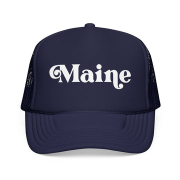 Kids Maine Trucker Hat Foam - Youth Snapback Cap on white background