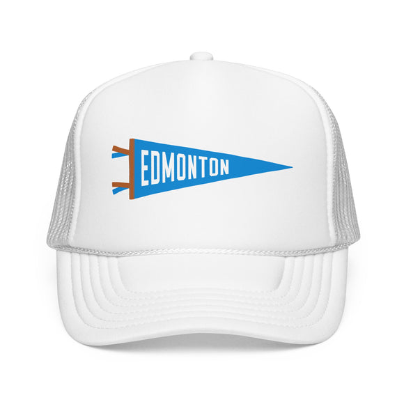 Edmonton, Alberta Pennant Trucker Hat — Retro Flag Foam Cap