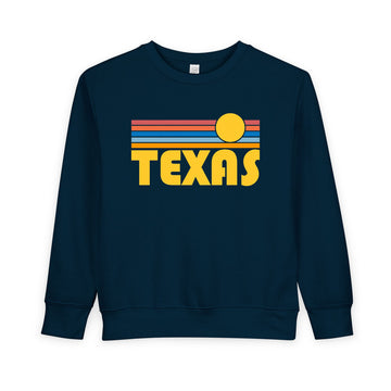 Buy navy Texas Toddler Sweatshirt - Retro Sun Texas Toddler Crewneck Sweatshirt