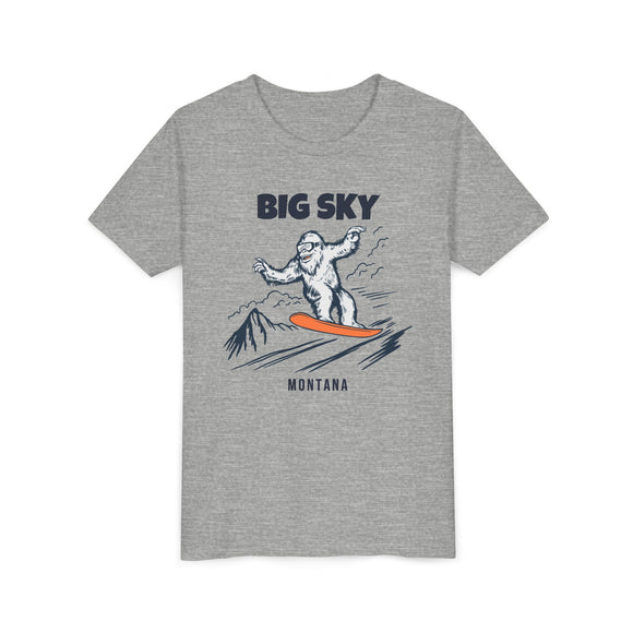 Big Sky, Montana Yeti Snowboard Youth Tee - Kids Skiing Shirt