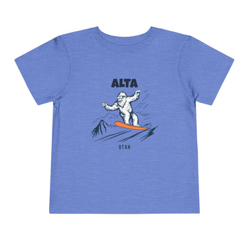 Buy heather-columbia-blue Alta, Utah Yeti Snowboard Toddler Tee