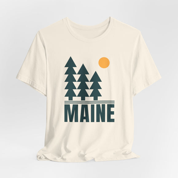 Maine T Shirt - Retro Trees Maine Tee