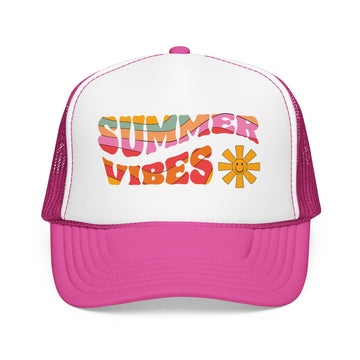 Buy hot-pink-white-hot-pink Summer Vibes Trucker Hat Boho