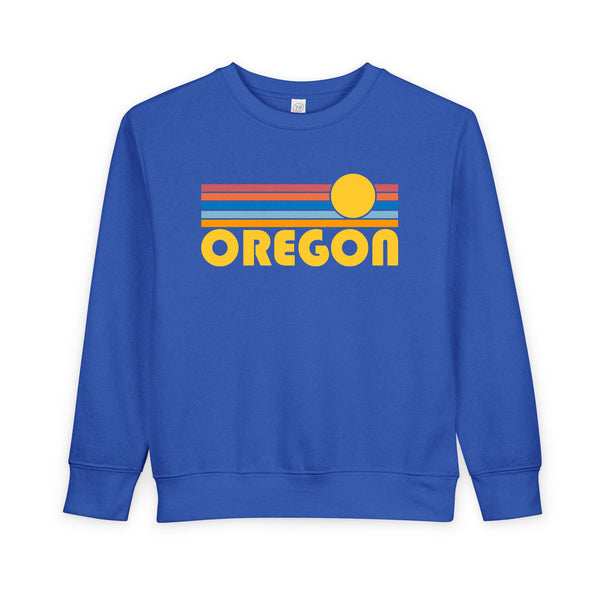 Oregon Toddler Sweatshirt - Retro Sun Oregon Toddler Crewneck Sweatshirt