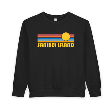 Buy black Sanibel Island, Florida Toddler Sweatshirt - Retro Sun Sanibel Island Toddler Crewneck Sweatshirt