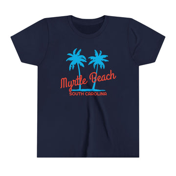 Myrtle Beach, South Carolina Youth Shirt - Retro Palm Tree Myrtle Beach Kid's T-Shirt