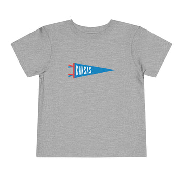 Buy athletic-heather Kansas Pennant Toddler Tee - Kids State Pride Shirt