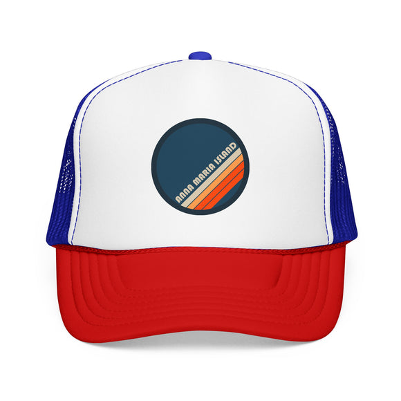 Anna Maria Island, Florida Retro Trucker Hat — Vintage Striped Foam Cap