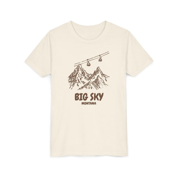 Big Sky, Montana Youth T-Shirt — Vintage Gondola Ski Mountain Tee