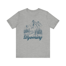 Buy athletic-heather Wyoming Graphic Tee - Mountain Illustration Wyoming T Shirt