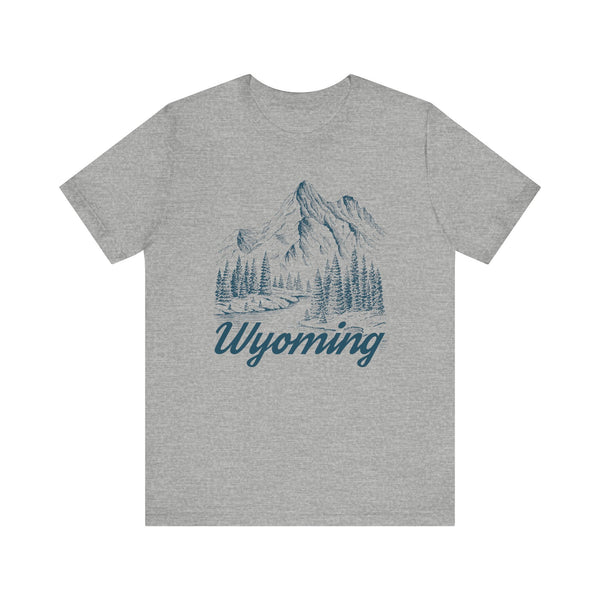 Wyoming Graphic Tee - Mountain Illustration Wyoming T Shirt