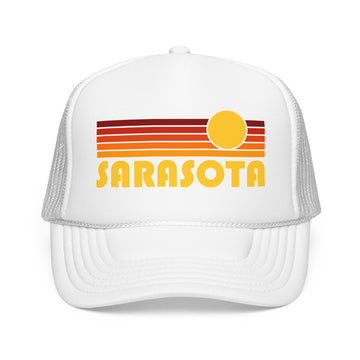 Buy white Sarasota, Florida Retro Sunset Trucker Hat