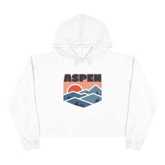 Women's Aspen, Colorado Crop Hoodie - Premium Mountain Crop Sweatshirt