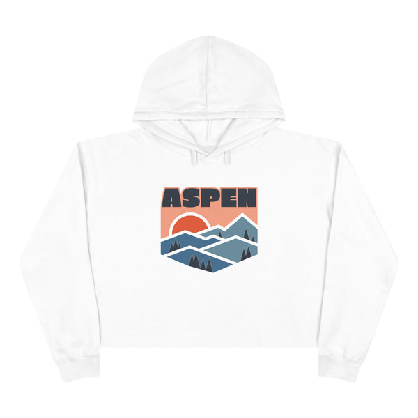 Women's Aspen, Colorado Crop Hoodie - Premium Mountain Crop Sweatshirt
