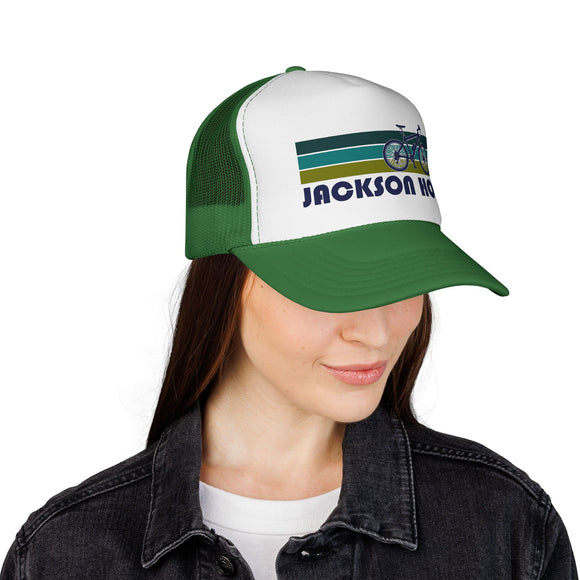 Jackson Hole, Wyoming Retro Bike Trucker Hat - Vintage Style Jackson Hole Cap