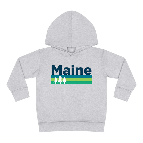 Maine Toddler Hoodie - Retro Trees Unisex Maine Toddler Sweatshirt