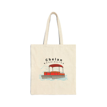 Chelan, Washington Pontoon Boat Canvas Tote Bag - 15" x 16"