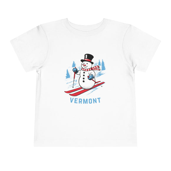 Vermont Toddler Skiing Snowman Graphic Tee - Kids Vermont Shirt