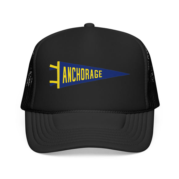Anchorage, Alaska Pennant Trucker Hat — Retro Flag Foam Cap