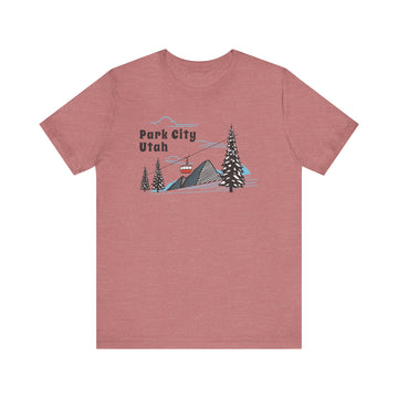 Buy heather-mauve Park City, Utah T-Shirt - Retro Ski Mountain Gondola Unisex Park City Shirt