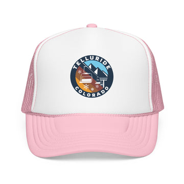 Telluride, Colorado Retro Ski Lift Mountain Foam Trucker Hat - 0