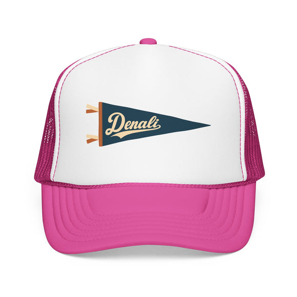Denali National Park Pennant Trucker Hat — Vintage Foam Mesh Cap