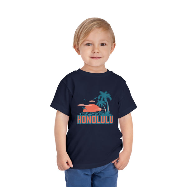 Honolulu, Hawaii Toddler T-Shirt - Retro Palm Tree Toddler Honolulu Shirt