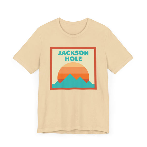Retro Jackson Hole, Wyoming T-Shirt, Mountain Sun Tee, Unisex Graphic Shirt, Vintage Jackson Hole, Wyoming Top, Outdoor Adventure Clothing