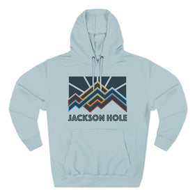 Buy blue-mist Jackson Hole, Wyoming Hoodie - Retro Mountain Unisex Sweatshirt