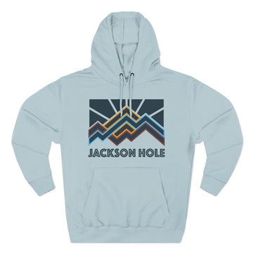 Buy blue-mist Jackson Hole, Wyoming Hoodie - Retro Mountain Unisex Sweatshirt