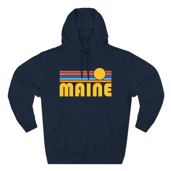 Premium Maine Hoodie - Retro Sun Unisex Sweatshirt