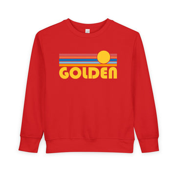 Buy red Golden, Colorado Toddler Sweatshirt - Retro Sun Golden Toddler Crewneck Sweatshirt