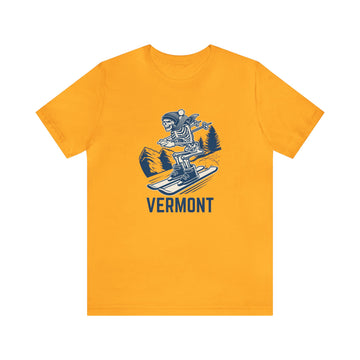 Buy gold Vermont T-Shirt - Skeleton Skier Unisex Vermont Shirt